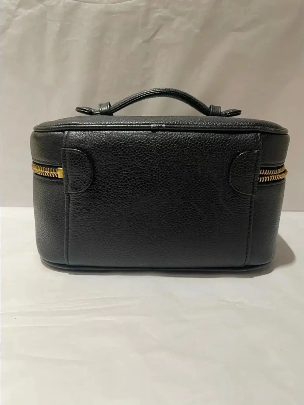 CHANEL Black Quilted Vanity Case with Gold Hardware